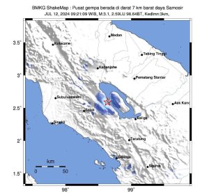 Samosir Diguncang Gempa Bumi Magnitudo 3,1