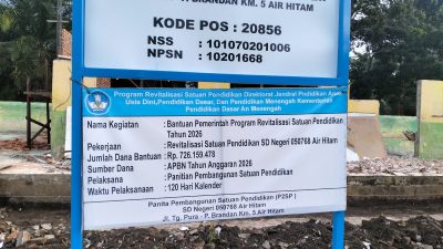 Revitalisasi SDN 050768 Air Hitam Telan Biaya 726 Juta Rupiah Diduga Asal Jadi dan Sarat Korupsi