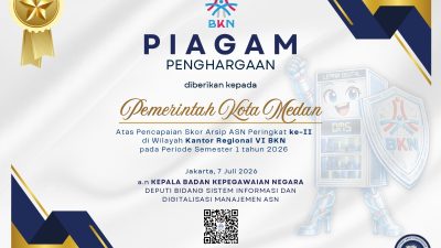 Pemko Medan Raih Peringkat II Skor Arsip ASN Wilayah Kanreg VI BKN
