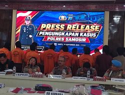 Sukses Ungkap Sejumlah Kasus Kriminal dan Narkoba, Polres Samosir Gelar Konferensi Pers